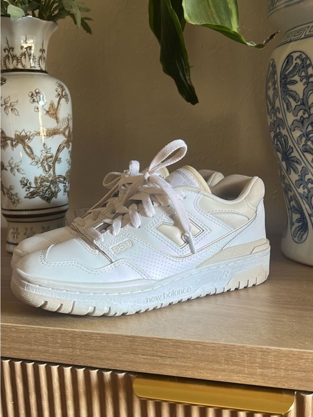 New Balance Women's White and Cream 550 Low-Top Sneakers